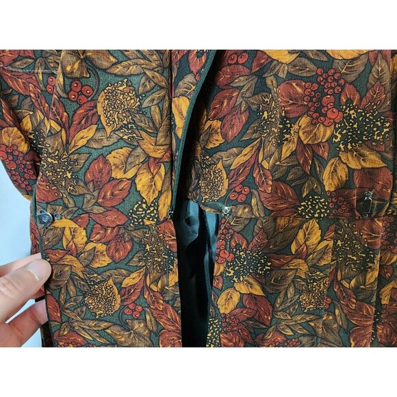 Vtg Talbots Petites Sz 8 100% Silk Cottage Witchy Faux Wrap Dress Fall Floral - Picture 5 of 7